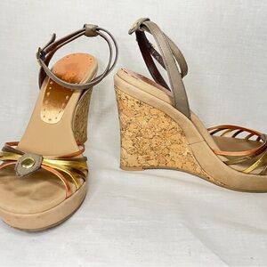 BCBGirls “Polline” metallic wedge sandal